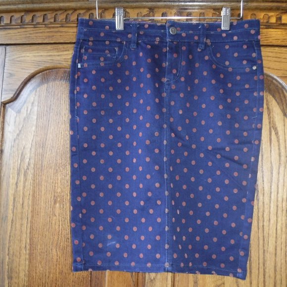 Navy/brown polkadot skirt - Picture 1 of 2